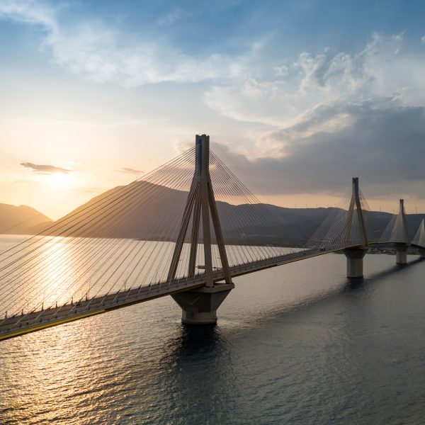 The Rio-Antirrio Bridge, officially the Charilaos Trikoupis Bridge, Greece